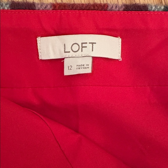 LOFT Red and Gray Plaid Skirt - Picture 4 of 7